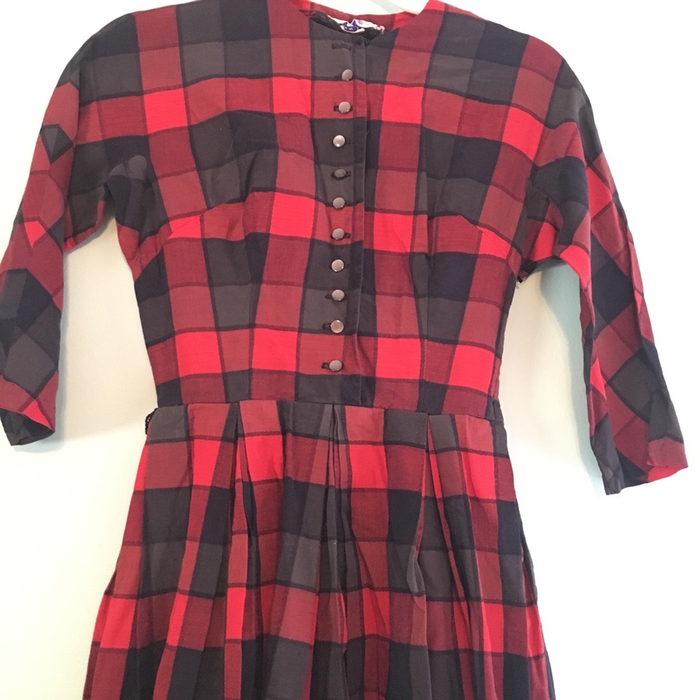 50s plaid bobbie brooks shirtwaist full dress
